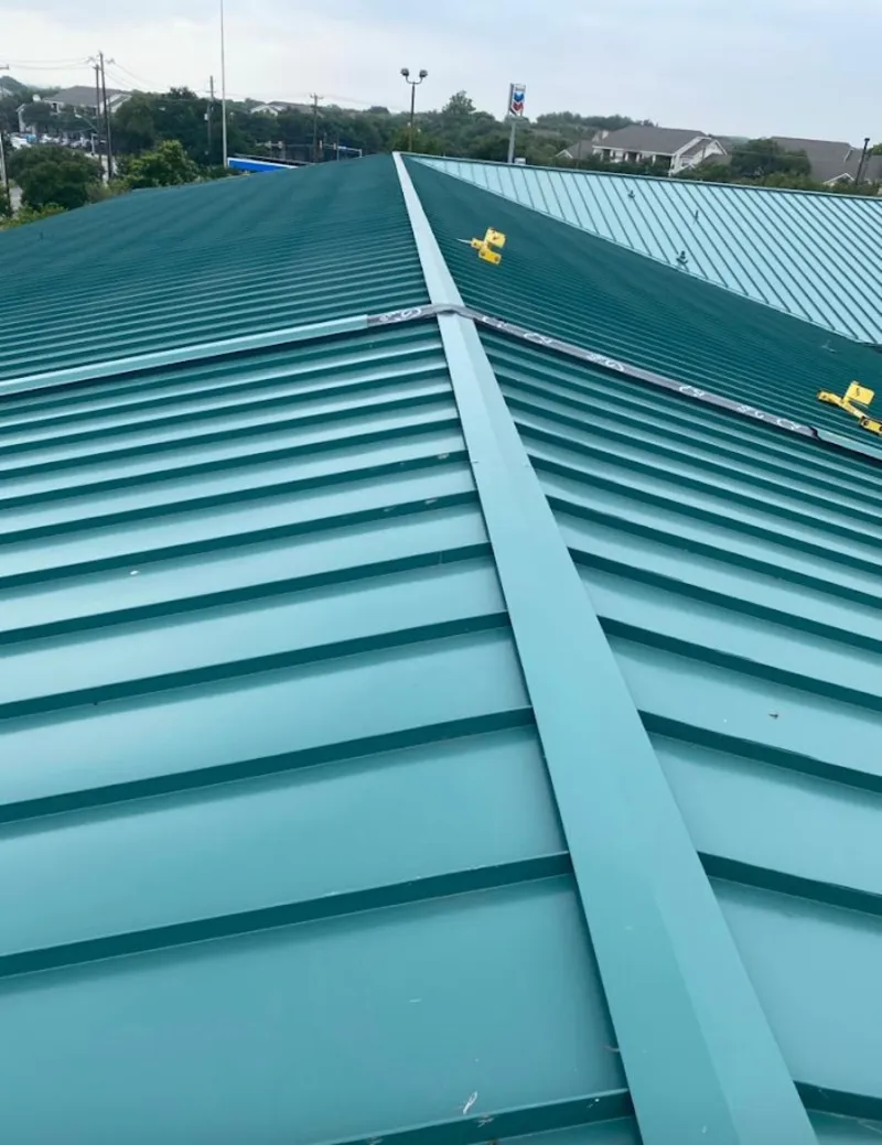 Green commercial metal roof ridge and valley for Metal Roof Repair in Rincon